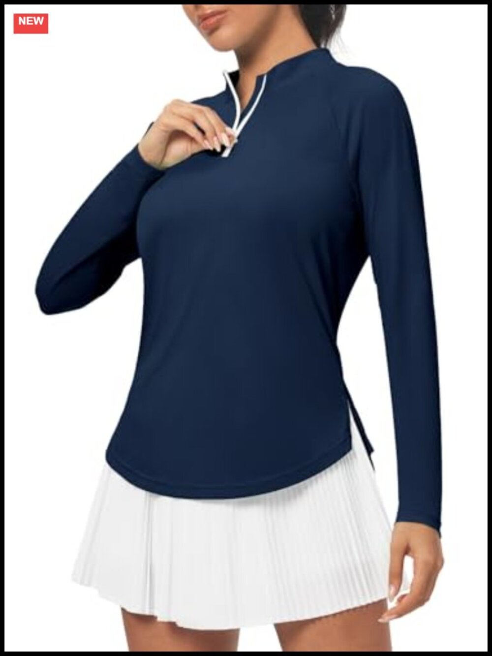 Womens UPF 50+ Long Sleeve Quarter Zip Golf Shirt Raglan Sleeves